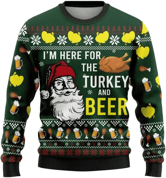 I'm Here For The Turkey and Beer Ugly Sweater – Moonbestprint