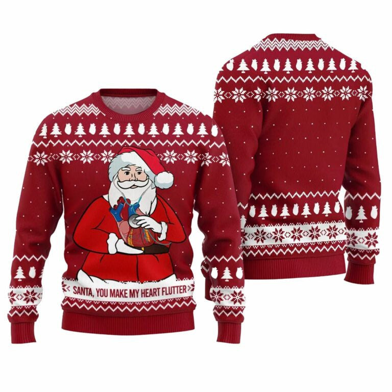 You Make My Heart Flutter Ugly Christmas Sweater Red – Moonbestprint