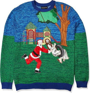 Santa and Jesus Tire Swing Twosome Ugly Christmas Sweater – Moonbestprint