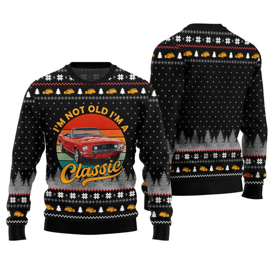 Classic Car I'm Not Old, I'm a Classic Ugly Christmas Sweater Black – Moonbestprint