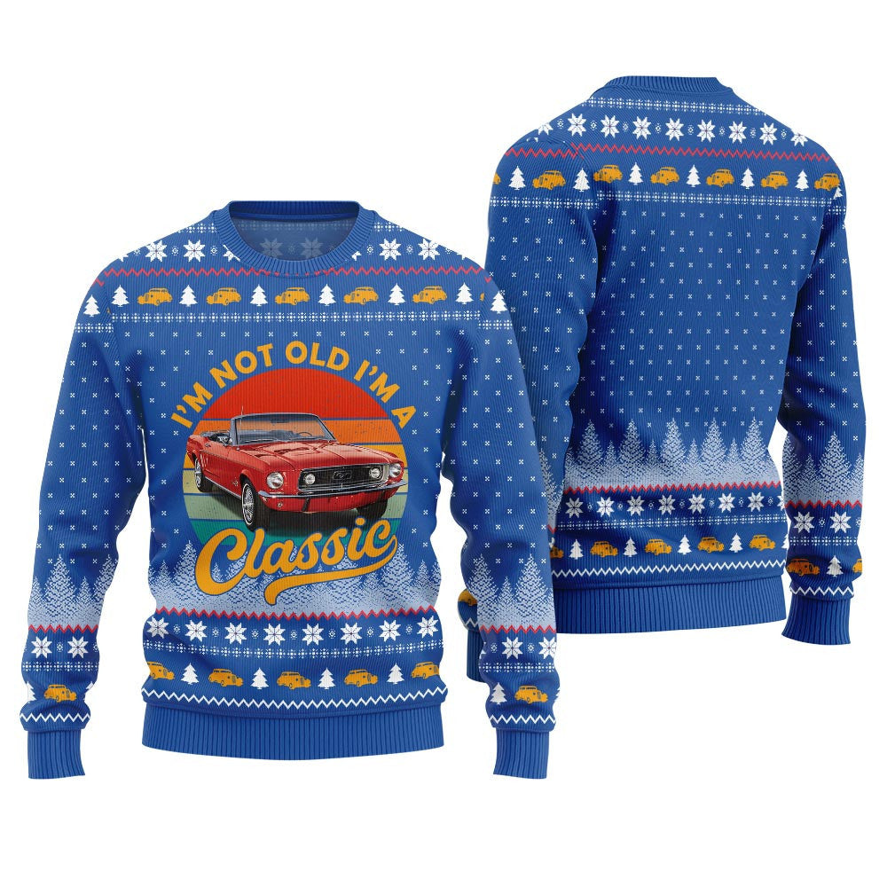 Classic Car I'm Not Old, I'm a Classic Ugly Christmas Sweater Blue – Moonbestprint