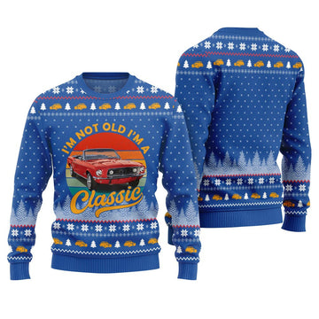Classic Car I'm Not Old, I'm a Classic Ugly Christmas Sweater Blue – Moonbestprint