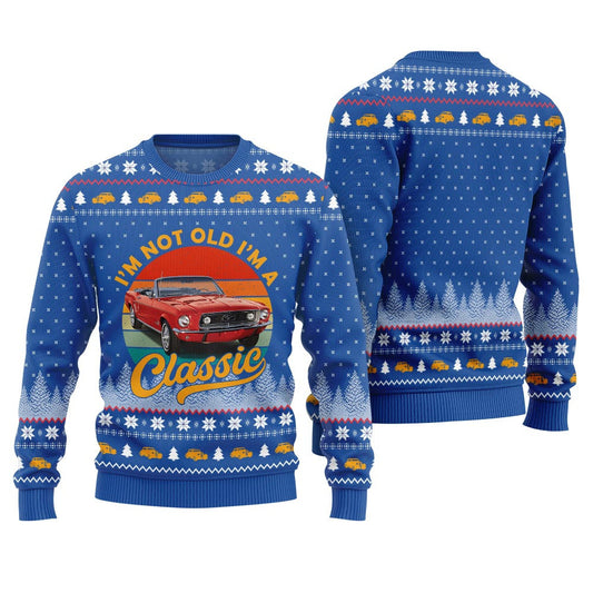 Classic Car I'm Not Old, I'm a Classic Ugly Christmas Sweater Blue – Moonbestprint