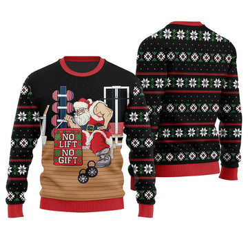 No Lift No Gift Gym Santa Ugly Christmas Sweater Black – Moonbestprint
