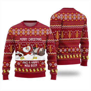 Merry Beermas and a Happy New Beer Ugly Christmas Sweater Red – Moonbestprint