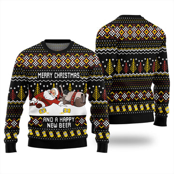 Merry Beermas and a Happy New Beer Ugly Christmas Sweater Black – Moonbestprint