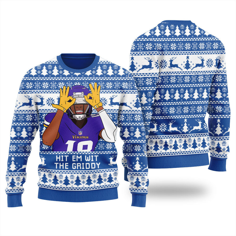 Hit Them With The Griddy Ugly Christmas Sweater Blue – Moonbestprint