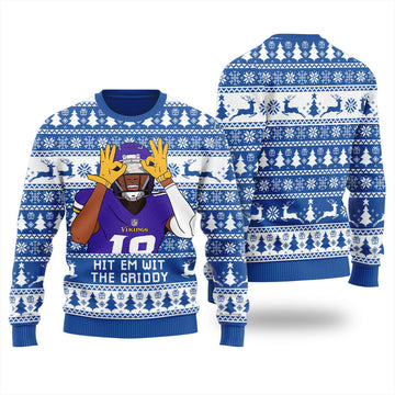 Hit Them With The Griddy Ugly Christmas Sweater Blue – Moonbestprint