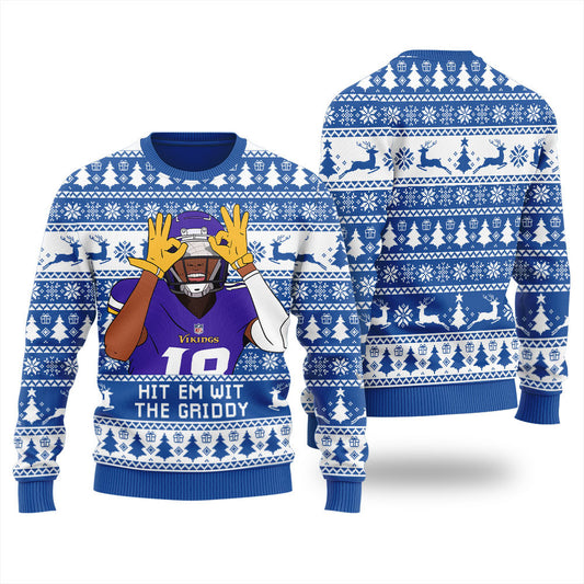 Hit Them With The Griddy Ugly Christmas Sweater Blue – Moonbestprint