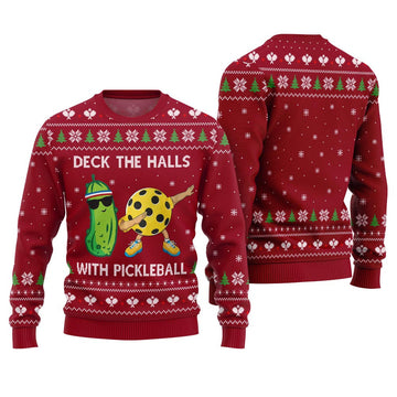 Deck The Halls With Pickleball Ugly Christmas Sweater Red – Moonbestprint