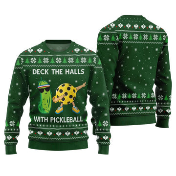 Deck The Halls With Pickleball Ugly Christmas Sweater Green – Moonbestprint