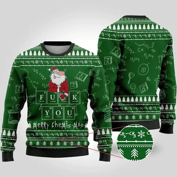 Merry Chemis-mas Science Ugly Christmas Sweater Green – Moonbestprint