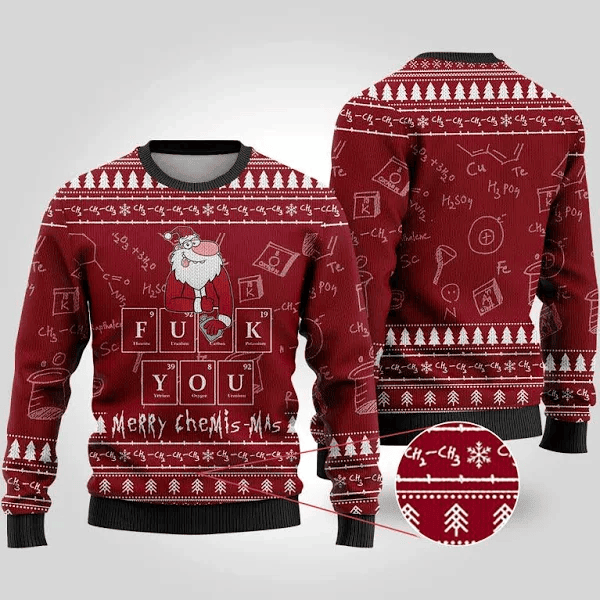 Merry Chemis-mas Science Ugly Christmas Sweater Red – Moonbestprint