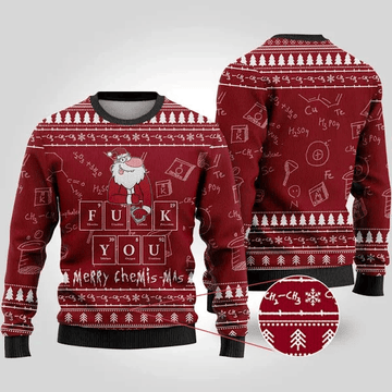 Merry Chemis-mas Science Ugly Christmas Sweater Red – Moonbestprint