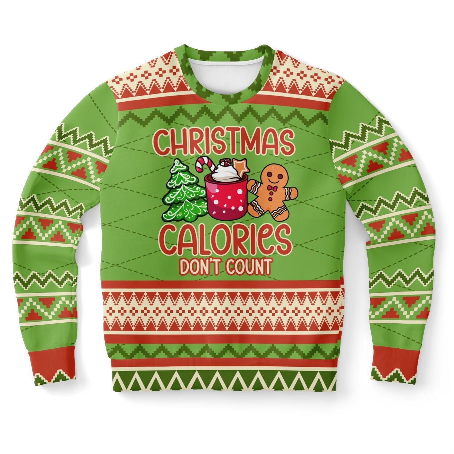 Gingerbread Christmas Calories Don't Count Ugly Christmas Sweater – Moonbestprint