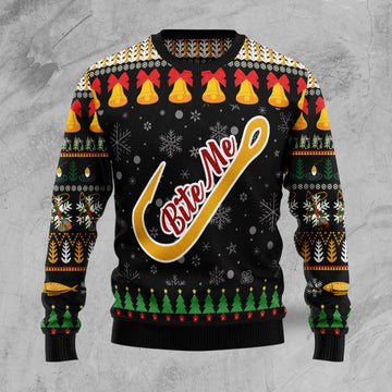 Funny Fishing Bite me Ugly Christmas Sweater – Moonbestprint
