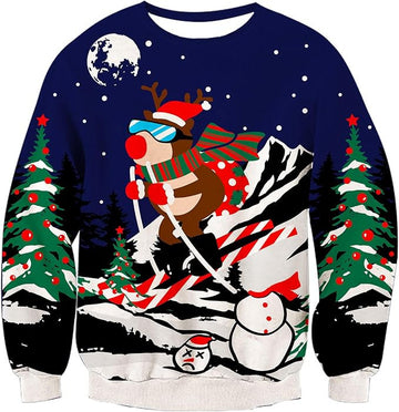 Reindeer Skiing Ugly Christmas Sweater – Moonbestprint
