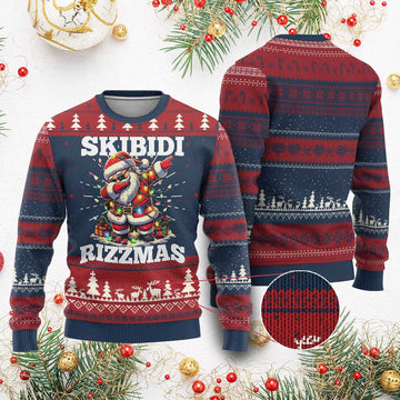 Funny Dabbing Santa Rizz Xmas Ugly Christmas Sweater Skibidi Rizzmas Xmas – Moonbestprint