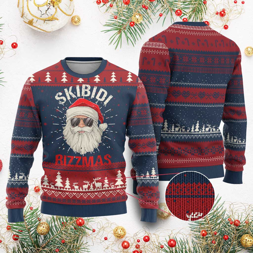 Skibidi Rizzmas Rizz Santa Claus Retro Funny Ugly Christmas Sweater – Moonbestprint