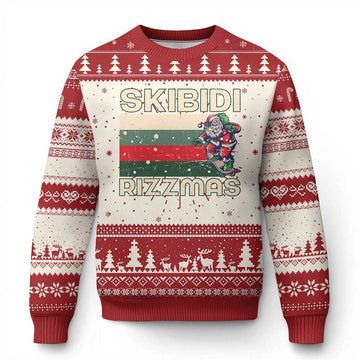 Funny Ugly Christmas Sweater Skibidi Rizzmas Rizz Santa Clause Skating Board – Moonbestprint