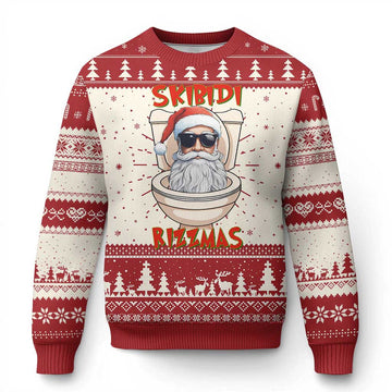 Funny Skibidi Rizzmas Santa Toilet Meme Ugly Christmas Sweater – Moonbestprint