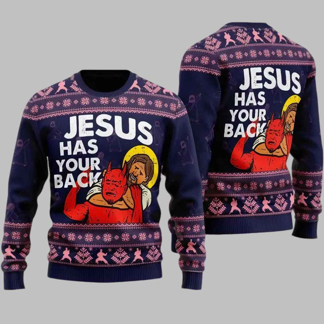 Jesus Has Your Back Ugly Christmas Sweater – Moonbestprint