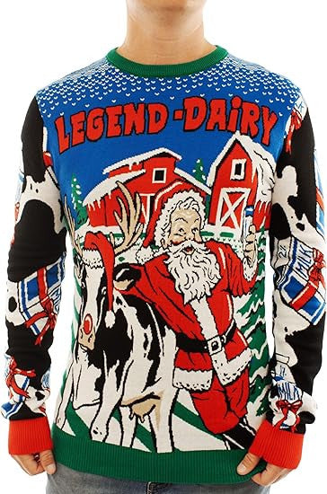 Santa with Dairy Cow Legend-dairy Ugly Christmas Sweater – Moonbestprint