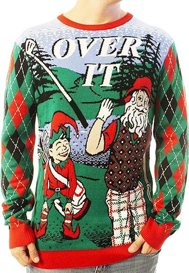 Santa Golfing Over It Ugly Christmas Sweater – Moonbestprint