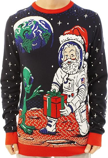 Santa Space Gift for Alien SpaceXmas Ugly Christmas Sweater – Moonbestprint