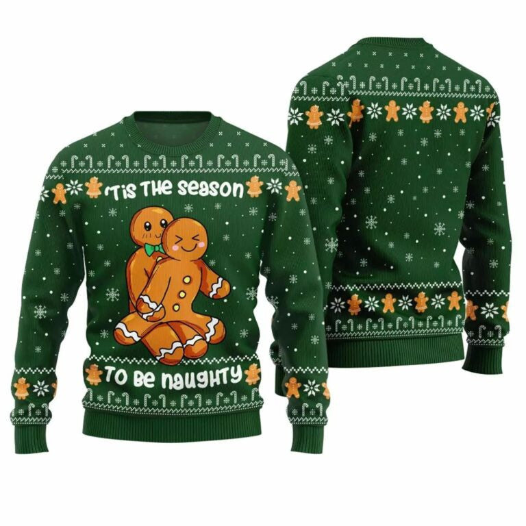 Gingerbread Tis The Season To Be Naughty Christmas Sweater – Moonbestprint