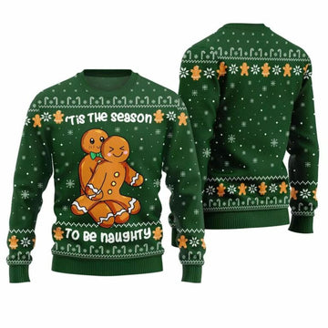 Gingerbread Tis The Season To Be Naughty Christmas Sweater – Moonbestprint