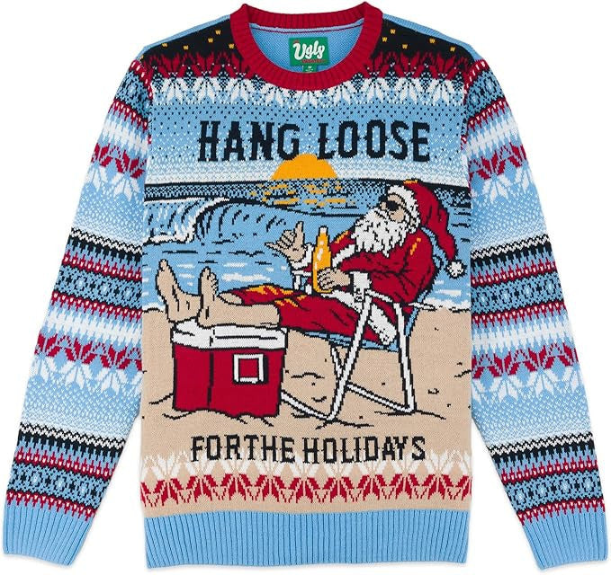 Santa Claus Hang Loose for the Holidays Ugly Christmas Sweater – Moonbestprint