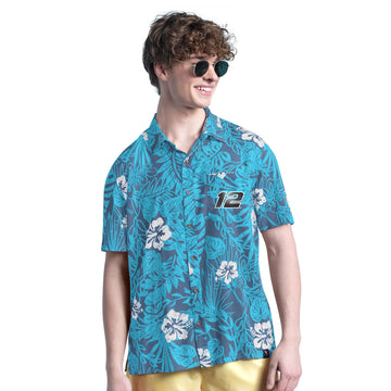 Ryan Blaney Merch Ryan Blaney Blue Palm Hawaiian Shirt Gifts For Racing Fans – Moonbestprint