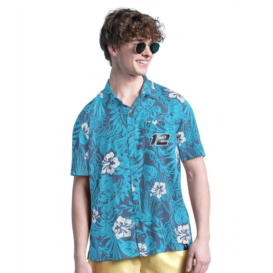 Ryan Blaney Merch Ryan Blaney Blue Palm Hawaiian Shirt Gifts For Racing Fans – Moonbestprint