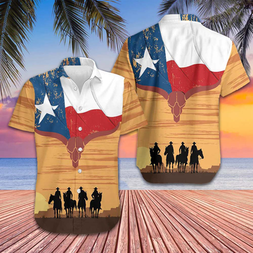 Cowboy Texas Flag Hawaiian Shirt Men's Button Up Shirts Summer Gifts For Texans – Moonbestprint
