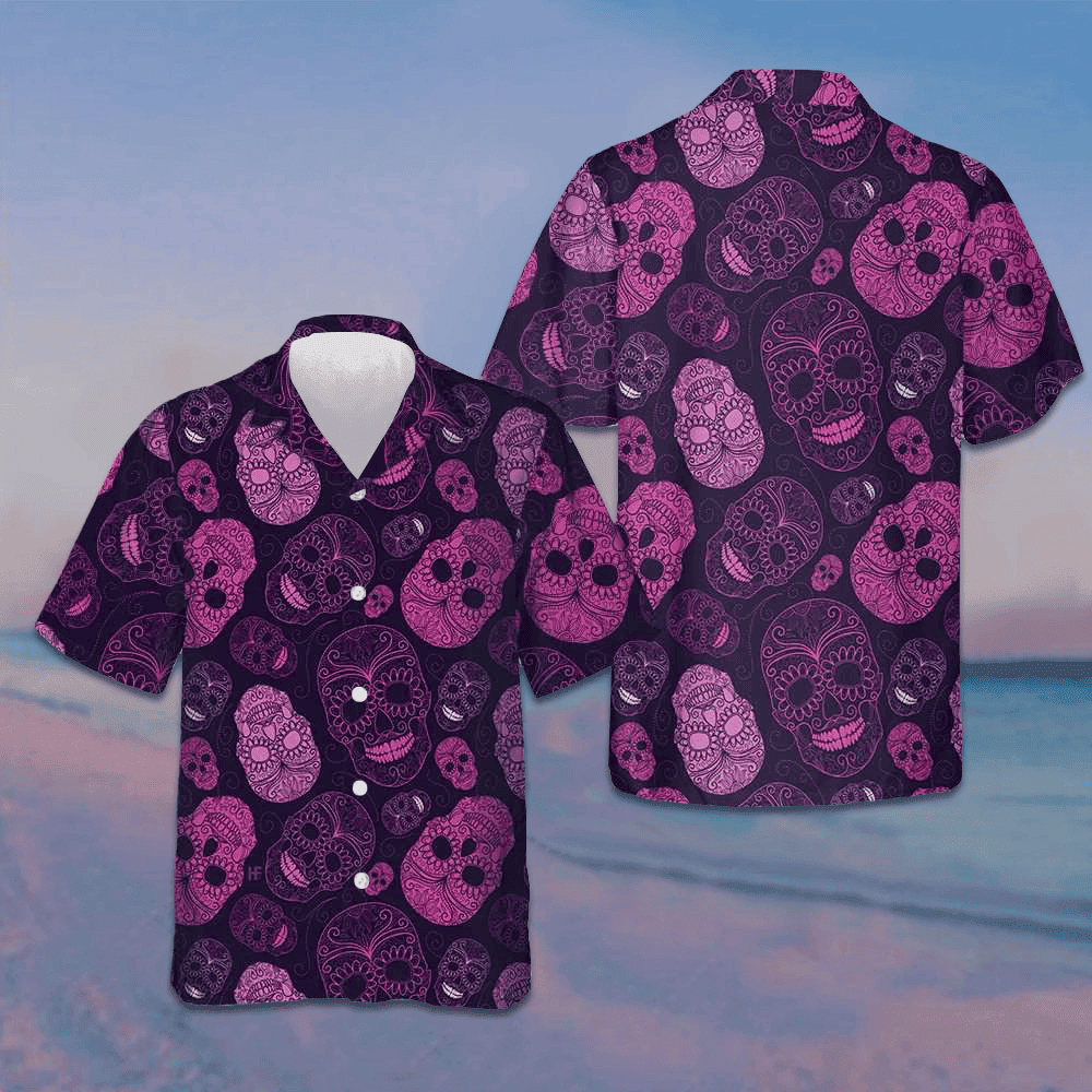 Purple Midnight Sugar Skull Hawaiian Shirt Day Of The Dead Skull Shirt Gifts For Brother – Moonbestprint