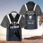 Skilled Electricians Skull Hawaiian Shirt Short Sleeve Button Up Gifts For Electricians – Moonbestprint