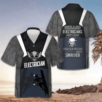 Skilled Electricians Skull Hawaiian Shirt Short Sleeve Button Up Gifts For Electricians – Moonbestprint