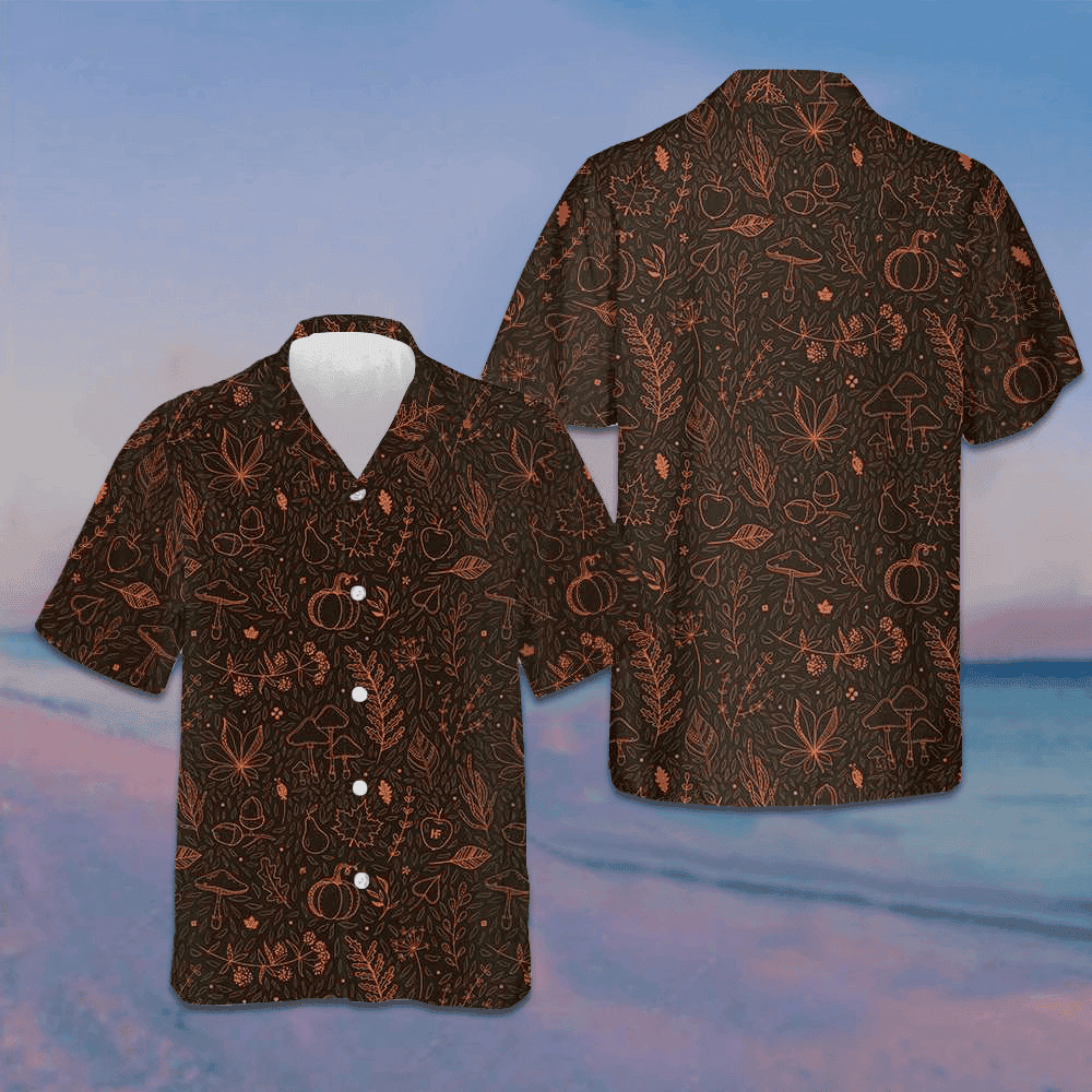 Orange Autumn Harvest Thanksgiving Hawaiian Shirt Men's Short Sleeve Button Up Gifts For Him – Moonbestprint