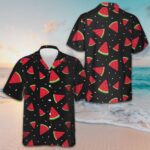Watermelon Pattern Black Hawaiian Shirt Button Up Beach Shirts Men Gifts For Son – Moonbestprint