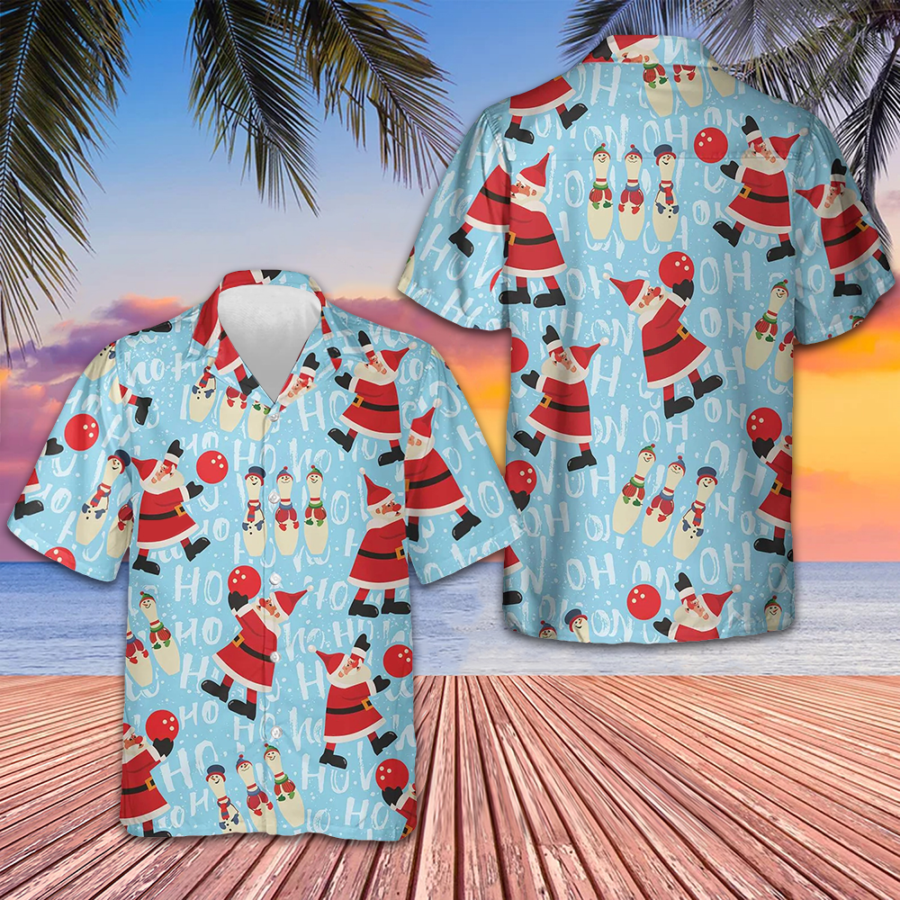 Santa With Bowling Ball Hawaiian Shirt Cool Christmas Shirts Gifts For Brother – Moonbestprint