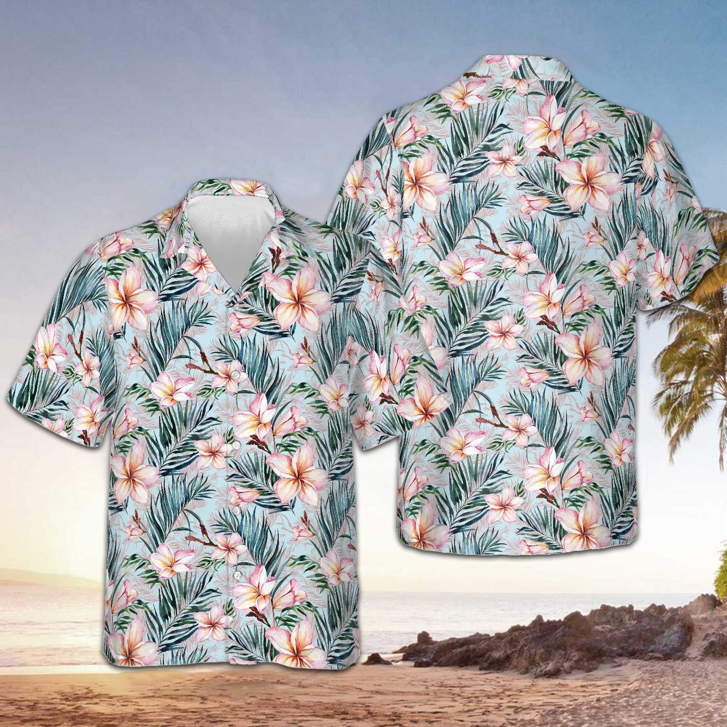 Flower Pattern Hawaiian Shirt Button Up Summer Shirts For Men Unique Gifts For Brother – Moonbestprint