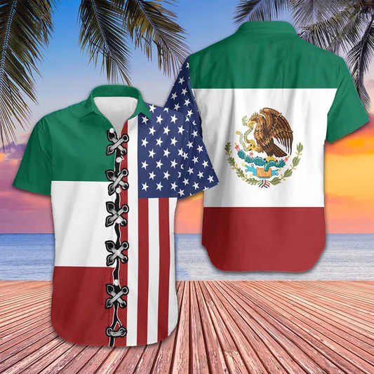 American Mexico Flag Hawaiian Shirt Patriotic Button Down Shirt Gifts For Mexican – Moonbestprint