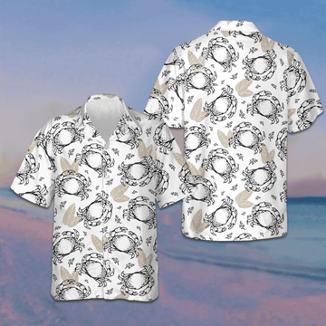 Pattern With Crabs And Leaves Hawaiian Shirt Summer Button Up Shirts Men's Gifts For Crab Lovers – Moonbestprint
