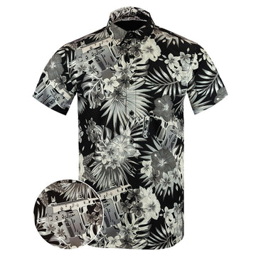 Bliss Vector V2 Black White Button Down Shirt Outdoor Hawaiian Tactical Shirt Christmas Gifts – Moonbestprint