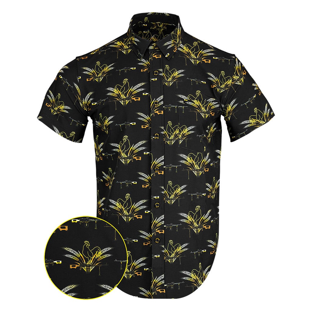 Le Coq V2 Black Gold Button Down Shirt Hawaiian Tactical Button Down Gift Ideas For Son – Moonbestprint