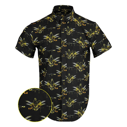 Le Coq V2 Black Gold Button Down Shirt Hawaiian Tactical Button Down Gift Ideas For Son – Moonbestprint