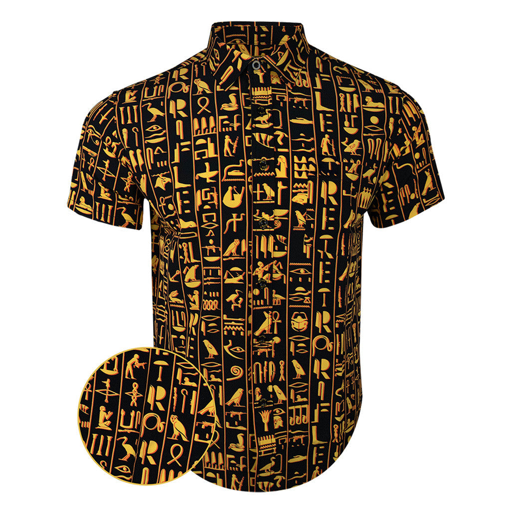 Hieroglyphic Button Down Shirt Tactical Hawaiian Shirt Birthday Presents For Boyfriend – Moonbestprint