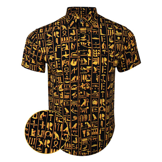 Hieroglyphic Button Down Shirt Tactical Hawaiian Shirt Birthday Presents For Boyfriend – Moonbestprint
