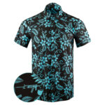 Hulu Black Cyan Button Down Shirt Tactical Tropical Print Shirt Birthday Present For Dad – Moonbestprint